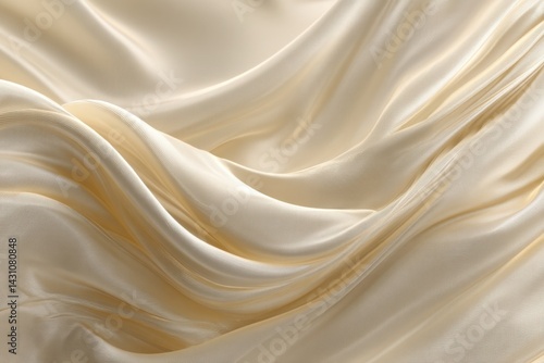 Ivory silk fabric gracefully drapes, showcasing gentle highlights and a luxurious texture ideal for backgrounds and elegant designs. photo