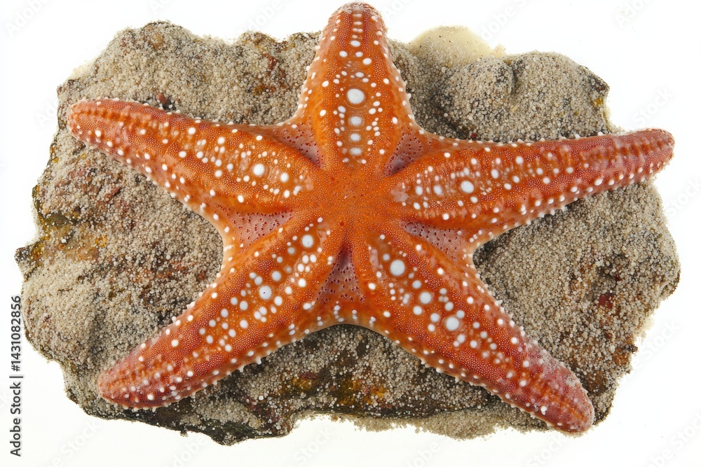 Bright Orange Starfish Resting on Sandy Surface in a Calm Coastal Environment During Daylight Hours Generative AI