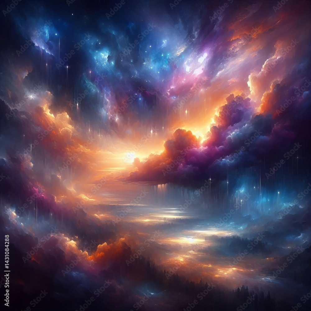 Fototapeta premium Celestial Canvas s liquid palette