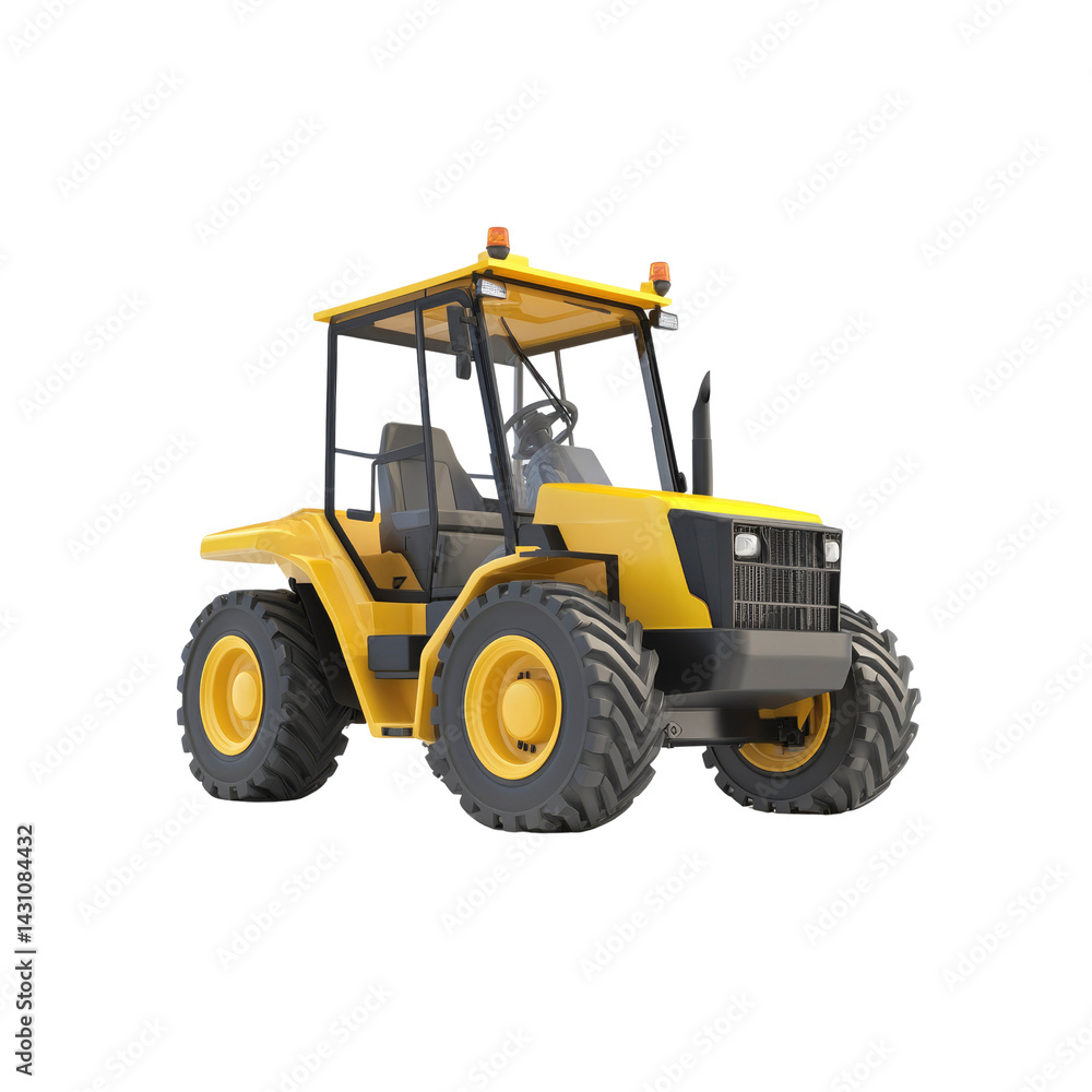 Naklejka premium Powerful Yellow Tractor on a Transparent Background