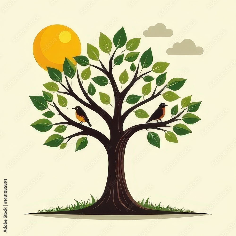 Fototapeta premium Symbol of nature conservation. Ecology logo. Protection of nature and animals, fight against pollution of the planet. Recycling. Ecologically clean environment.