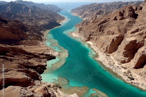 Spectacular Canyon with a Turquoise River Cutting Through Rocky Terrain