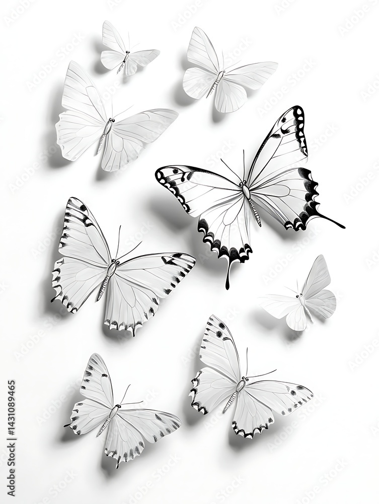 Fototapeta premium White Butterflies, Elegant Flight