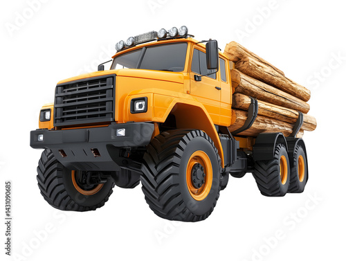 Heavy-duty logging truck carrying lumber