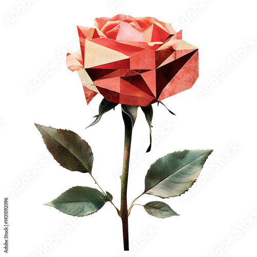 PNG Rose retro paper collage illustration abstract design.