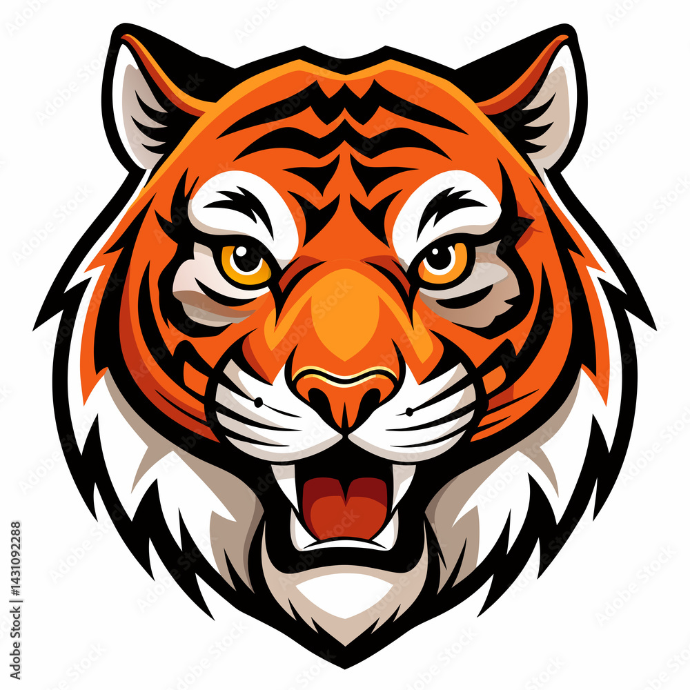 Fierce Tiger Vector Illustration – Black and White Stylized Animal Graphic, Bold Striped Monochrome Design for Logos and Tattoos Fierce Tiger Vector Illustration – Black and White Stylized Animal Graphic, Bold Striped Monochrome Design for Logos and Tattoos