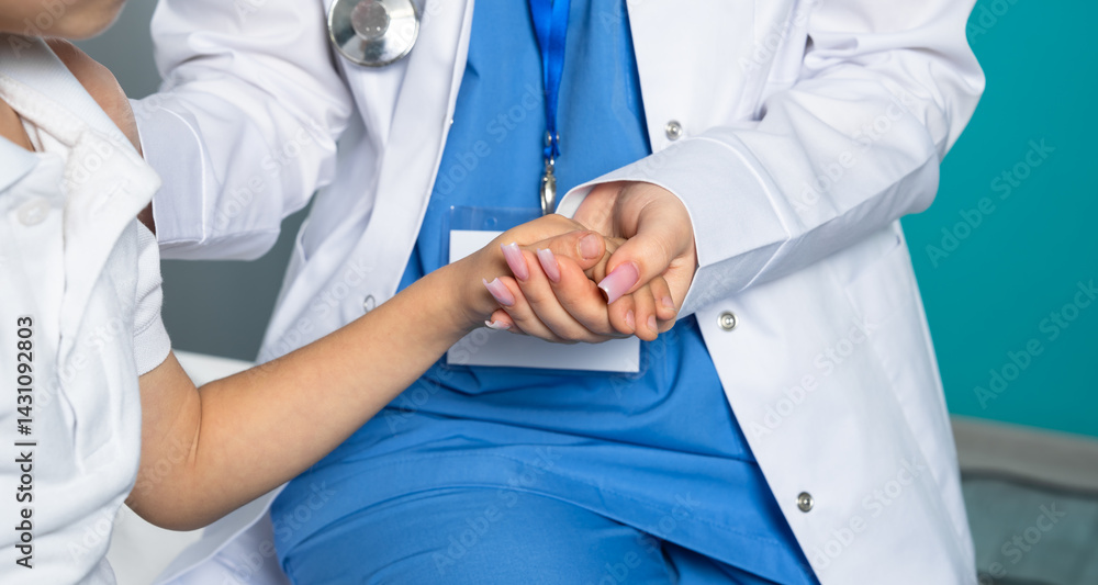 Doctor Comforts Small Child Gently Doctor Comforts Small Child Gently
