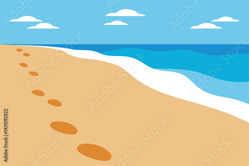 a-deserted-beach-with-footprints-in-the-sand-and-t.eps