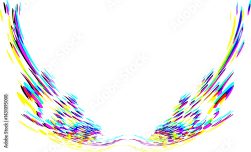 Spread halftone rainbow colored wings. Vector.