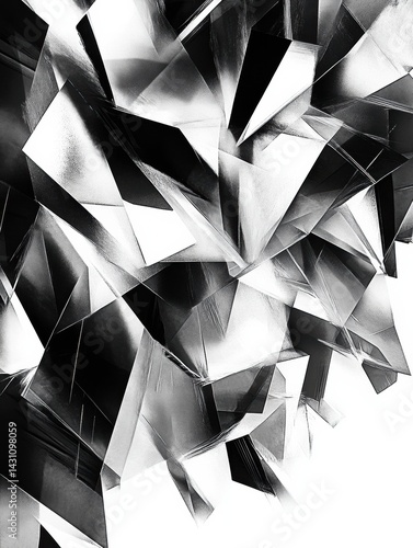 Obraz na płótnie Explore Fragmented Geometry in a Mesmerizing Black and White Cubism Design Featuring Bold Contrasts and Sharp Shapes Generative AI w salonie