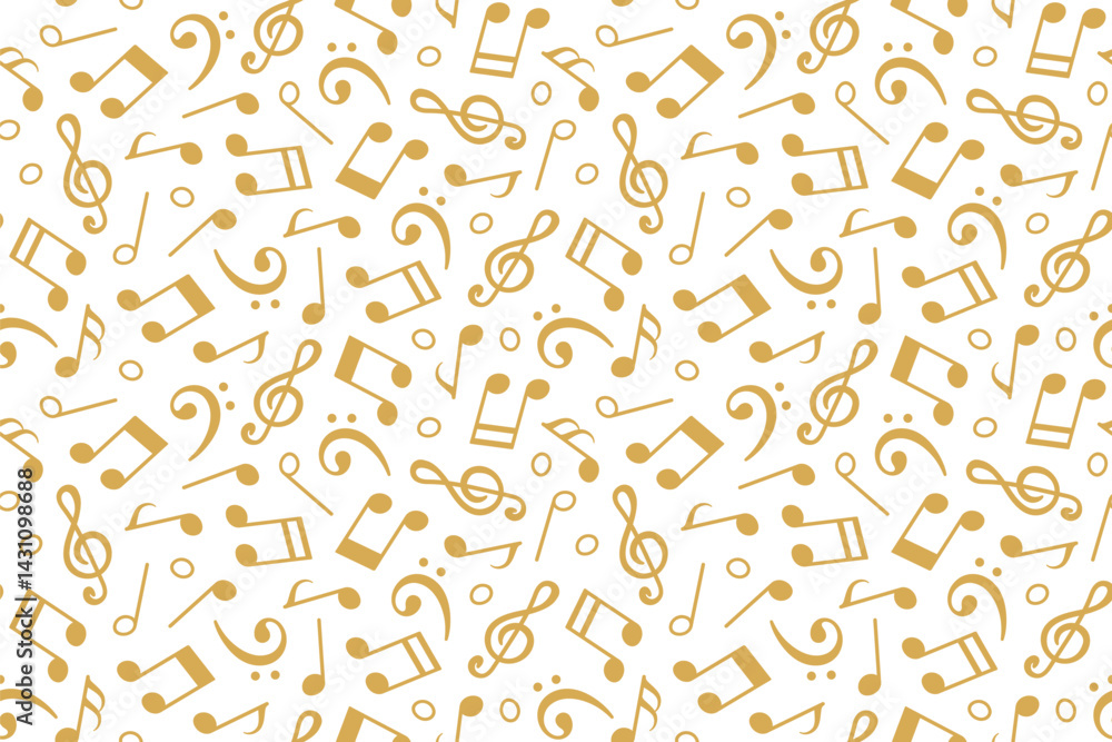 seamless golden pattern with music notes, bass and treble clef; ideal for music-themed designs- vector illustration seamless golden pattern with music notes, bass and treble clef; ideal for music-themed designs- vector illustration