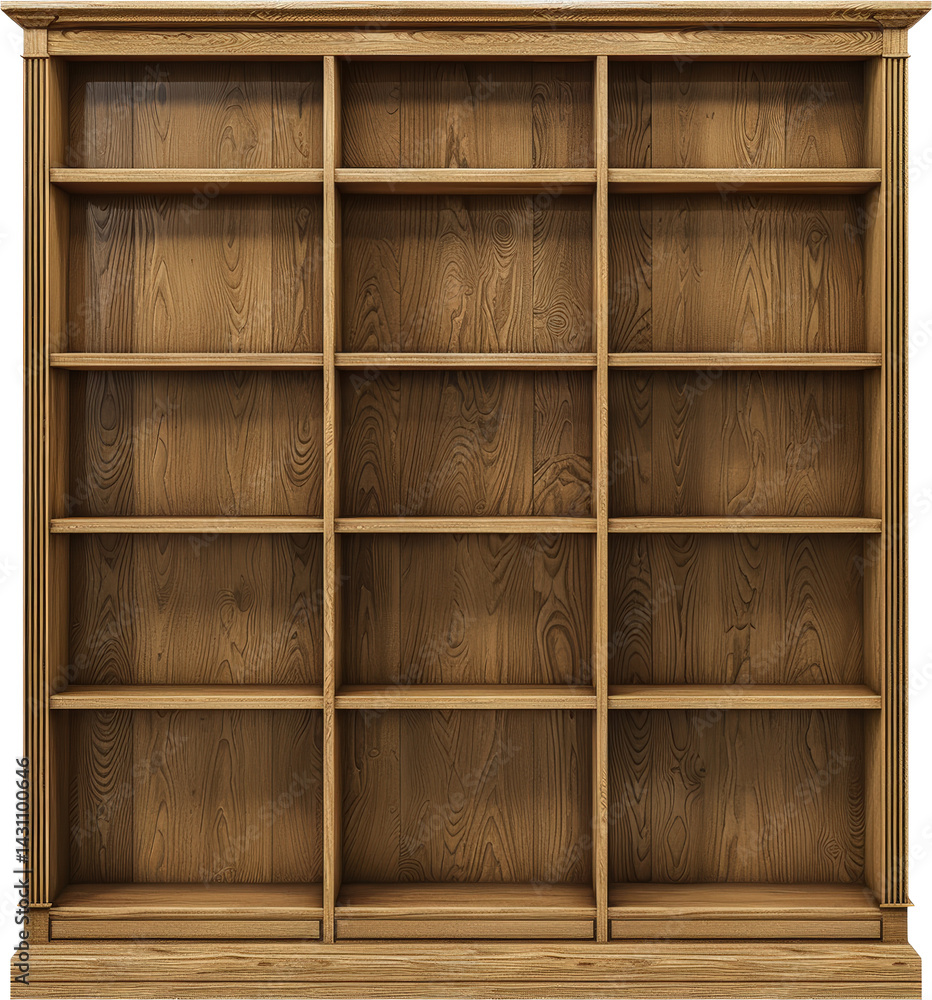 Wooden bookshelf with spacious shelves Wooden bookshelf with spacious shelves