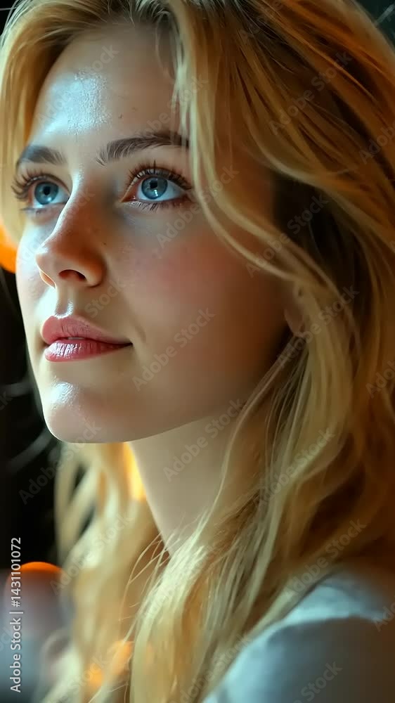 Young woman gazing thoughtfully in a cozy caf? setting Young woman gazing thoughtfully in a cozy caf? setting