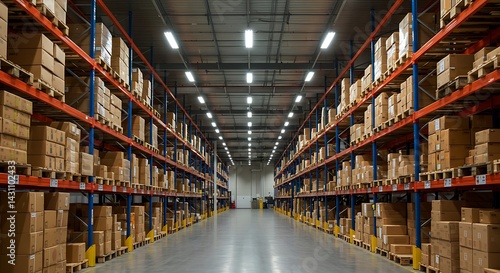 Wallpaper Mural  Well organized logistic warehouse with boxes Torontodigital.ca