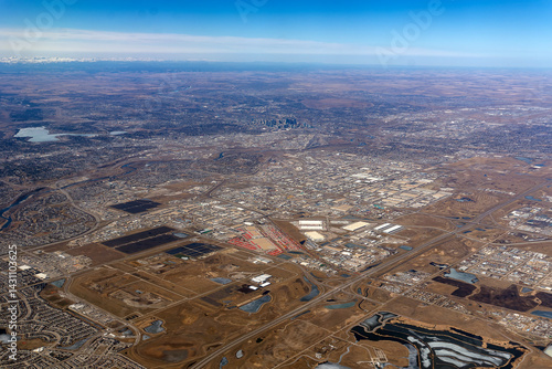 An aerial view of downtown Calgary in Alberta, Canada