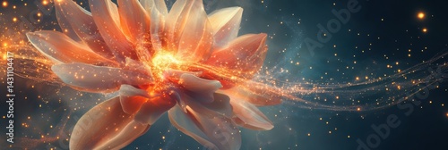Blooming Flower Transforms Into a Cosmic Wonder, Merging Nature and the Universe in a Stunning Display of Beauty and Light Generative AI