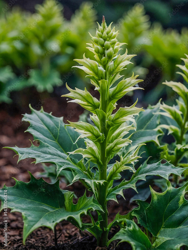 Holly-leaved Acanthus plant highlighting its unique beauty. Holly-leaved Acanthus plant highlighting its unique beauty.