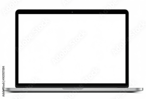 Realistic laptop mockup with blank screen isolated on white background, perspective laptop mock up.