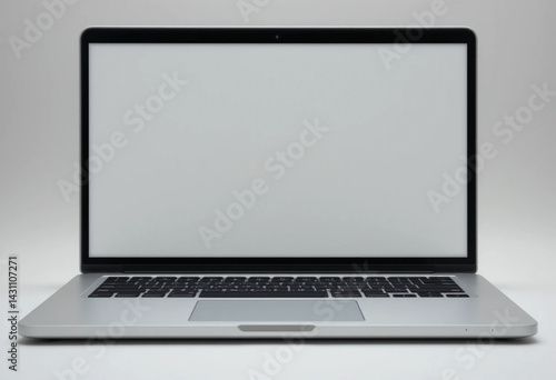 Realistic laptop mockup with blank screen isolated on white background, perspective laptop mock up.