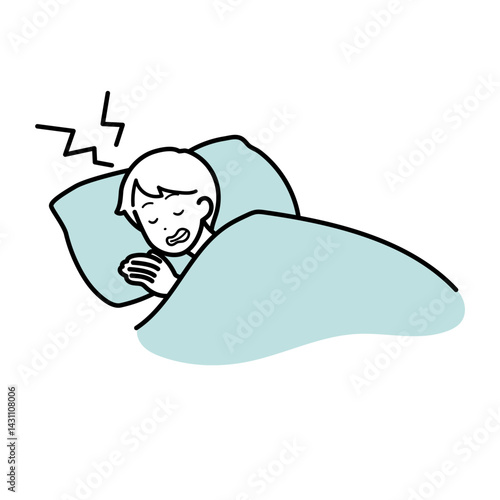 睡眠　睡眠障害　ライフスタイル　男性イラスト
