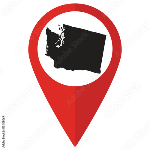 Washington state map. Map of Washington state on map pinpoint in red color