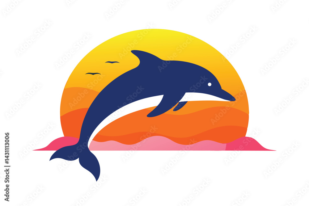 Obraz premium a-dolphin-jumping-out-of-the-water-against-a-vibra.eps