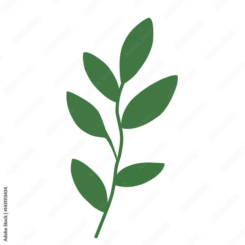Naklejka premium Minimalist green leaf vector illustration