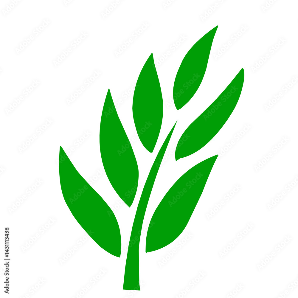 Fototapeta premium Green branch with leaves vector illustration