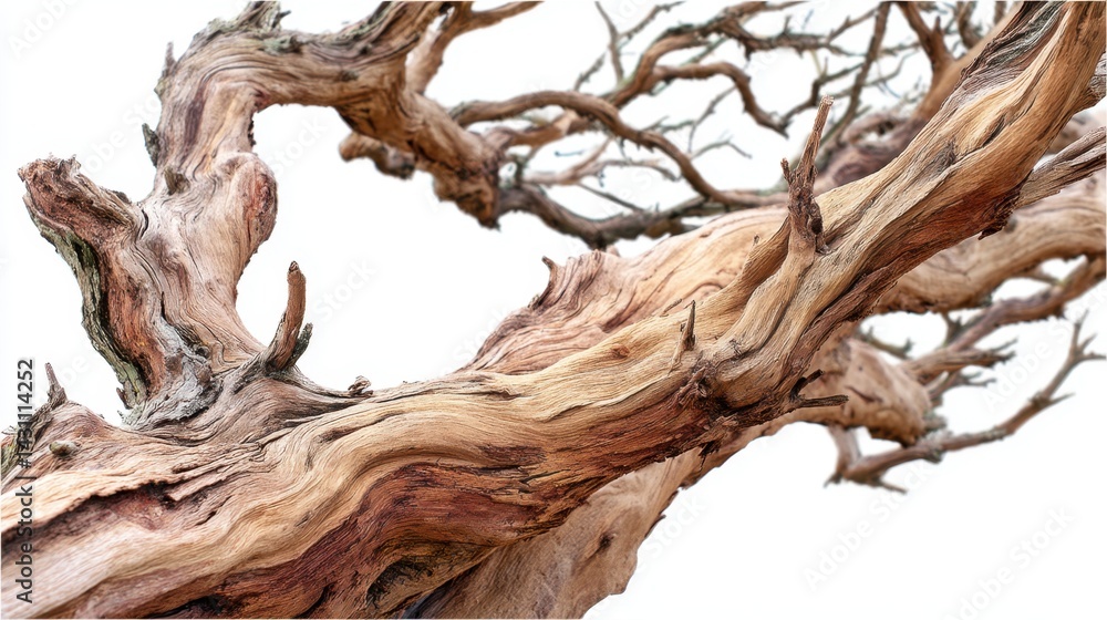Captivating weathered driftwood against a serene white backdrop showcasing intricate textures and organic forms in a minimalist composition with a natural aesthetic Captivating weathered driftwood against a serene white backdrop showcasing intricate textures and organic forms in a minimalist composition with a natural aesthetic