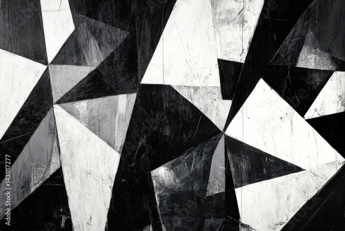 Exploration of Cubist Forms Through Monochrome Geometric Shapes and Contrasting Textures Generative AI