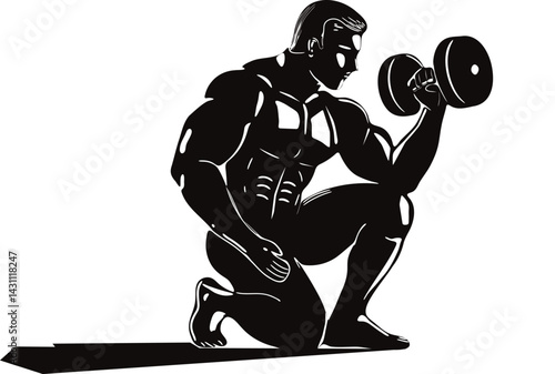 Gym Silhouette Workout Pose   with dumbbells   
