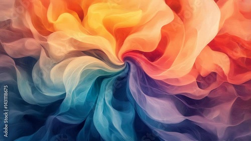 A vibrant swirl of colors blending smoothly, creating a soft, abstract effect reminiscent of petals or flowing fabric.