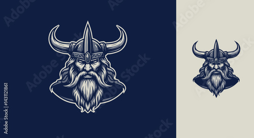 Nordic Warrior with Horned Helmet Logo