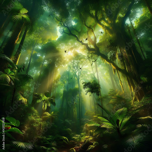 Sunlit Rainforest Path