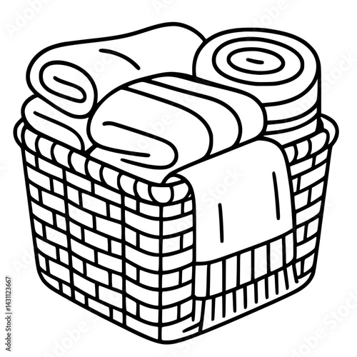 Laundry Basket Illustration – Home Chores and Clean Clothes 