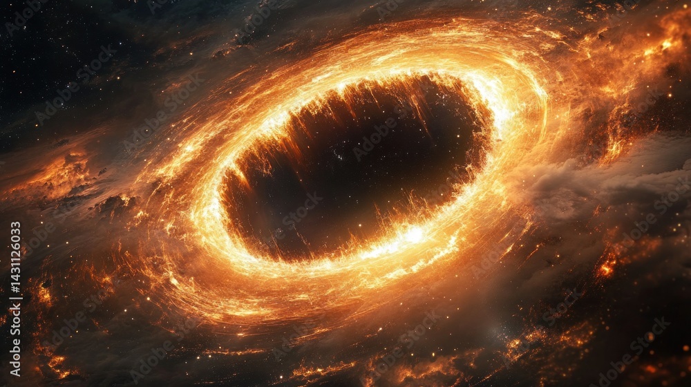 Fototapeta premium Cosmic Inferno: A Fiery Ring in the Vastness of Space
