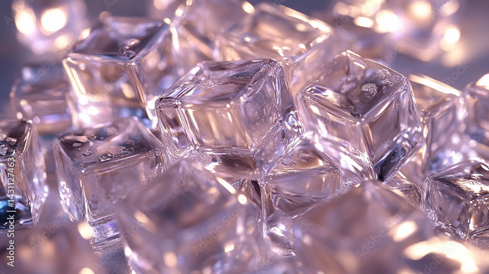 Close-up of many clear ice cubes Close-up of many clear ice cubes
