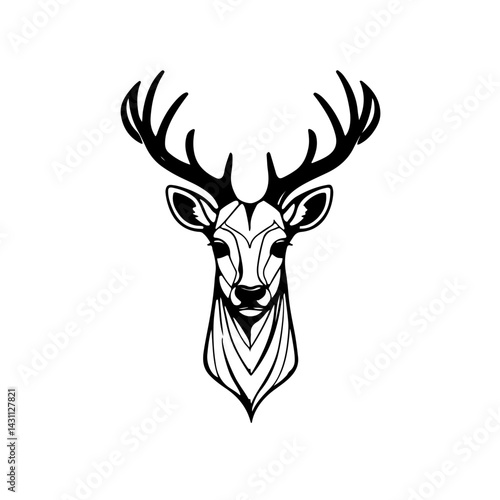 Wallpaper Mural Deer head adorned with leaves and flowers against a white background, showcasing a blend of nature and artistry Torontodigital.ca