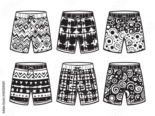 Board shorts line art beach summer fashion surfwear swim design