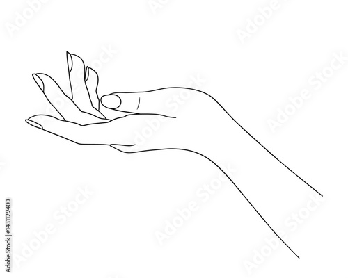 添える手を描いた手の線画ベクター素材
