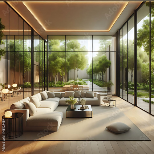 Modern Living Room Garden View