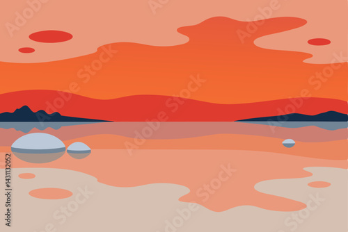 a-dramatic-sunset-sky-reflected-in-a-wide-shallow- 
