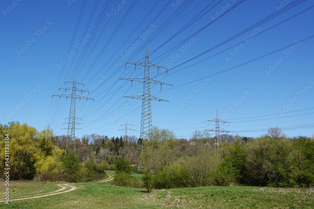 custom made wallpaper toronto digitalEnergy high voltage lines in countryside, Baden Wuerttemberg, Germany
