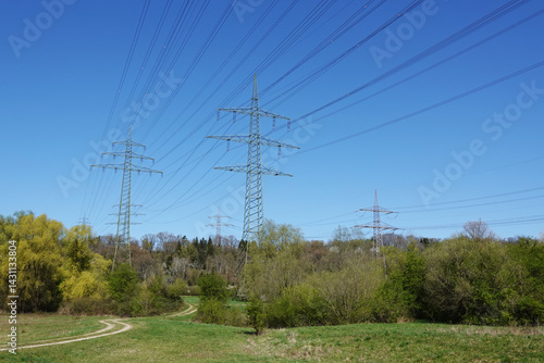 Wallpaper Mural Energy high voltage lines in countryside, Baden Wuerttemberg, Germany Torontodigital.ca