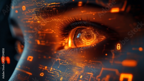 Woman's Eye with Digital Overlay