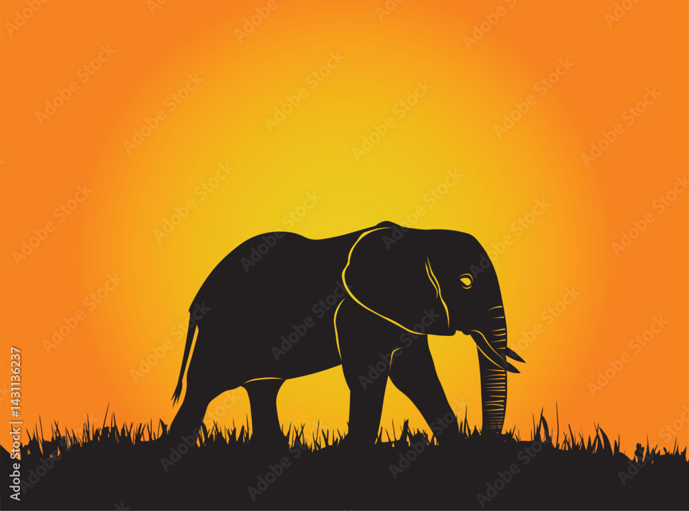 Fototapeta premium elephant at sunset
