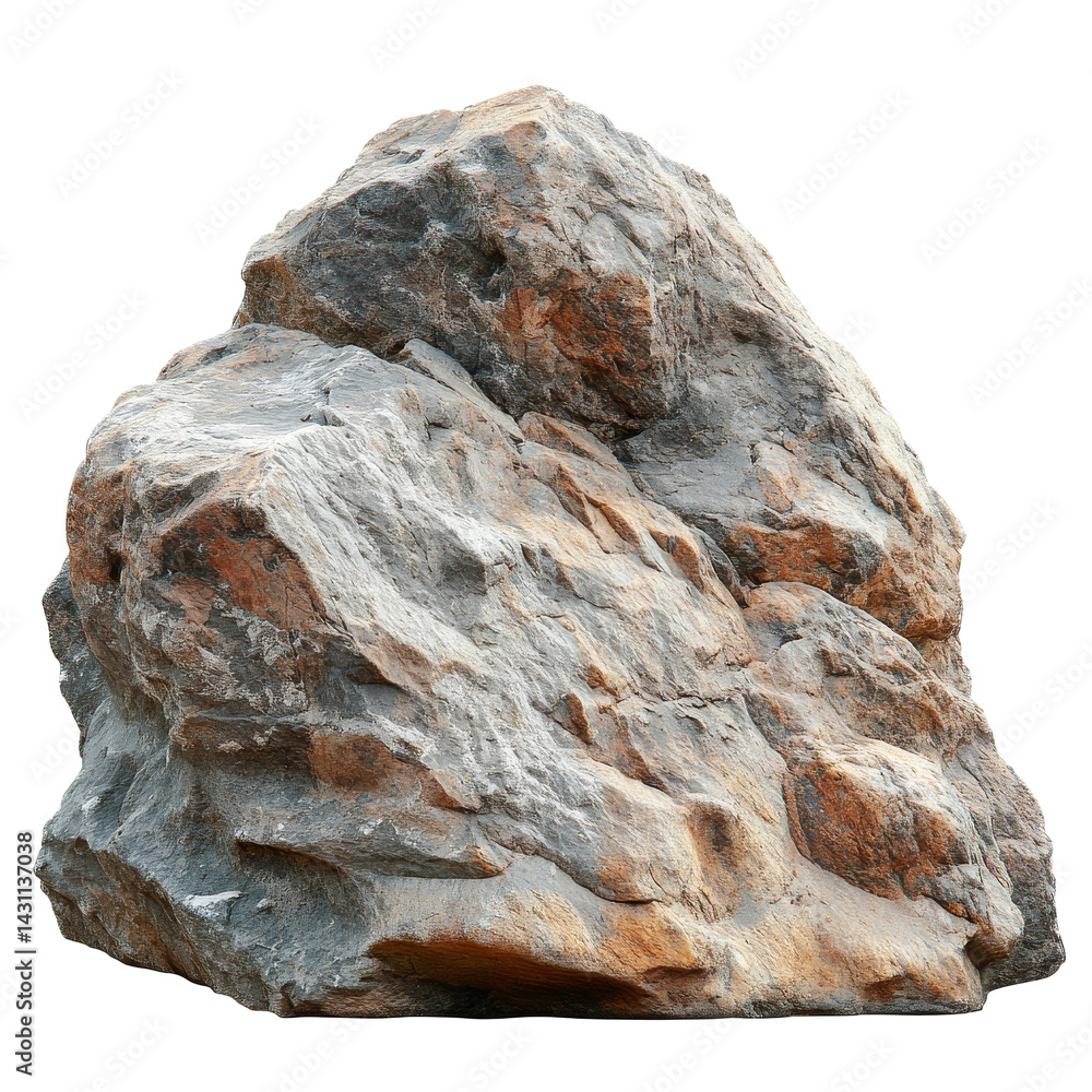 Large rough stone boulder in natural setting displaying unique textures and colors