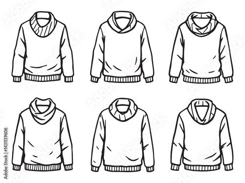 Cowl neck sweater line art elegant chic fashion art drawing