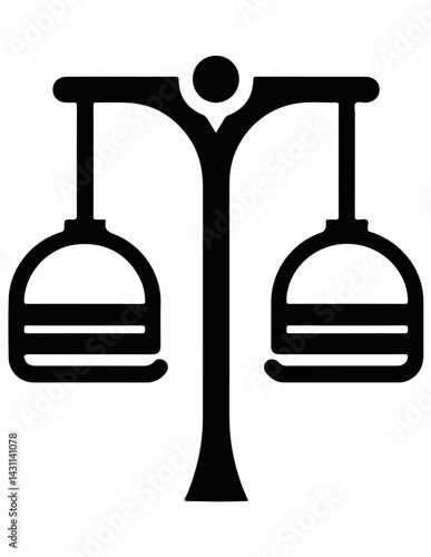 Chairlift icon simple linear black white for recreation interface