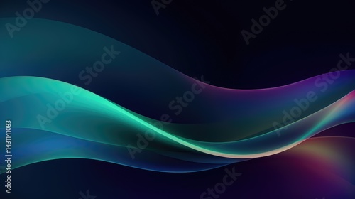 Abstract blurred background with neon light, blue green and purple colors, glowing effect, blurred and grainy, vector illustration, dark black gradient background